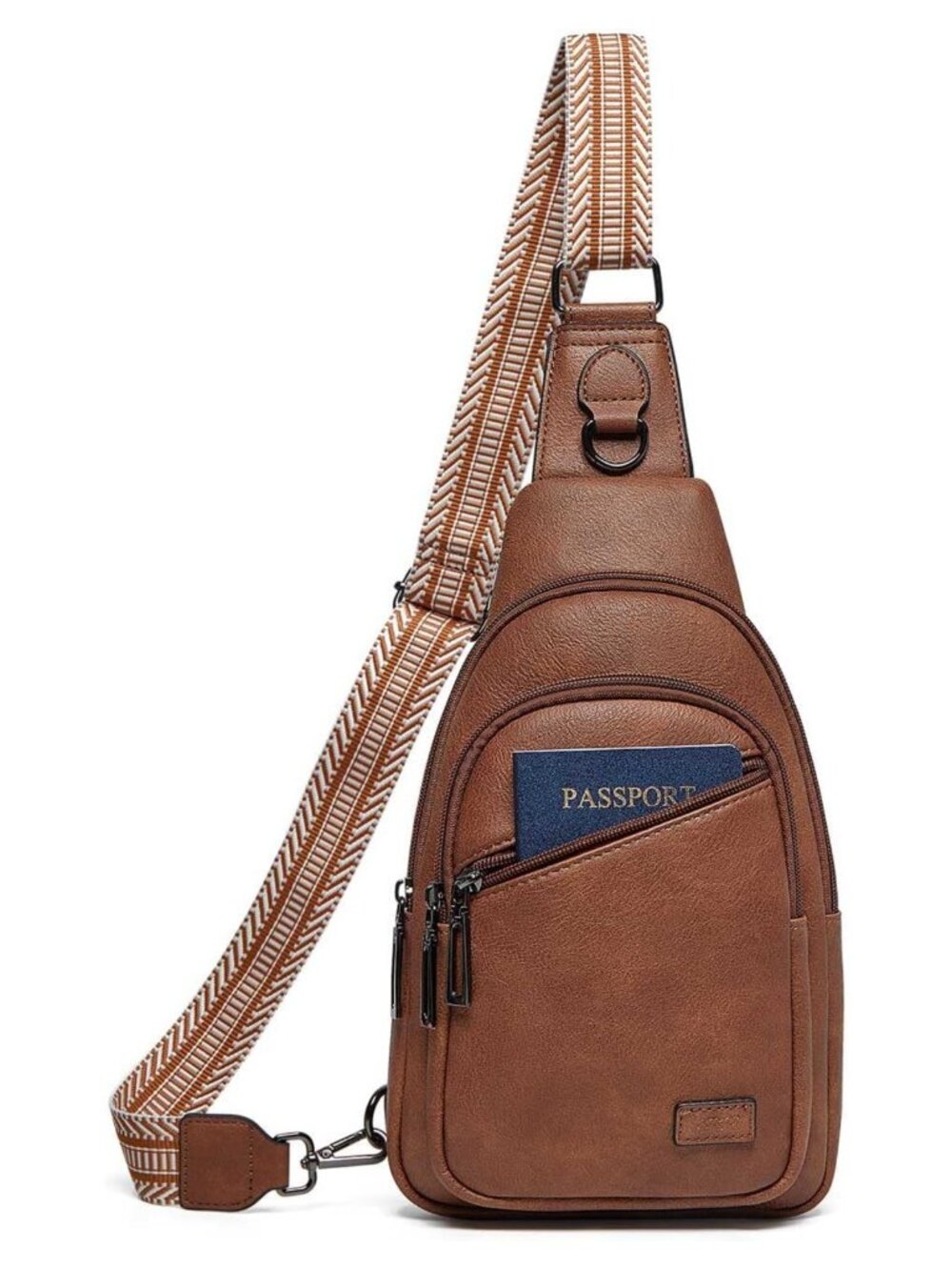 PU Leather Sling Bag Crossbody Fanny Pack Adjustable Strap Multi Pocket